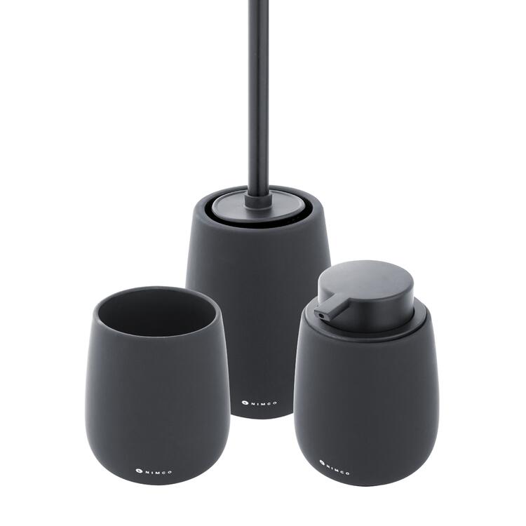 Set dávkovače mýdla, pohárku a WC kartáče černý – Nimco Tabo TA SET-90