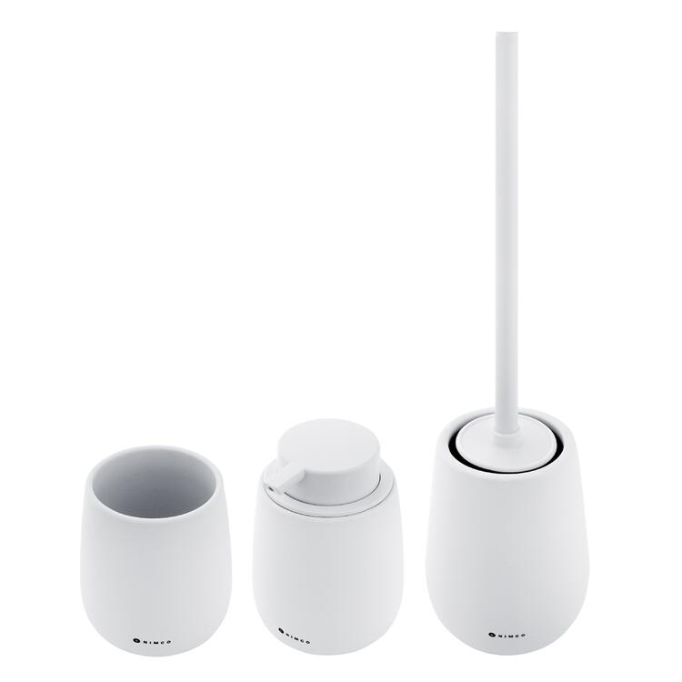 Set dávkovače mýdla, pohárku a WC kartáče bílý – Nimco Tabo TA SET-05