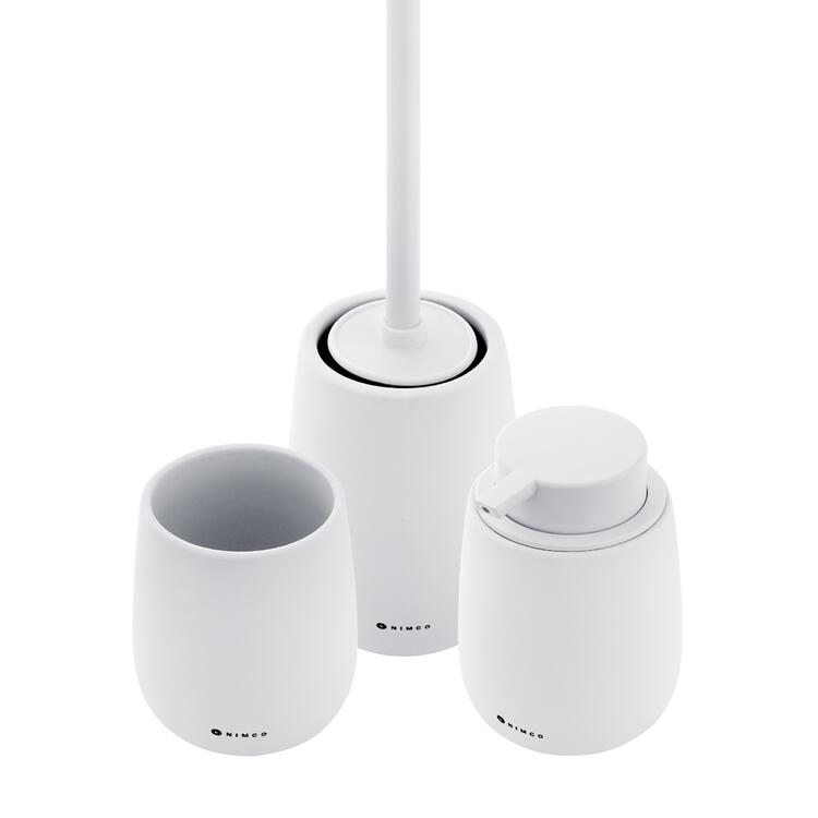 Set dávkovače mýdla, pohárku a WC kartáče bílý – Nimco Tabo TA SET-05