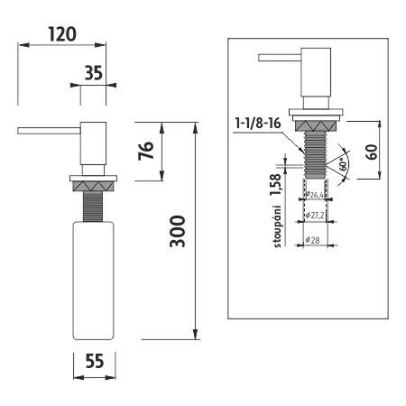 Vestavěný dávkovač, pumpa 35 mm a ostatní doplňky – UNC 4031V-90