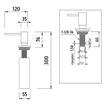 Vestavěný dávkovač, pumpa 35 mm + hadička a ostatní doplňky – UNM 4031VH-10