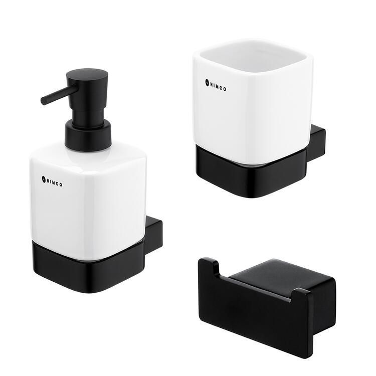 Sada koupelnových doplňků černá – Nimco Kibo Ki-set-31K-T-90