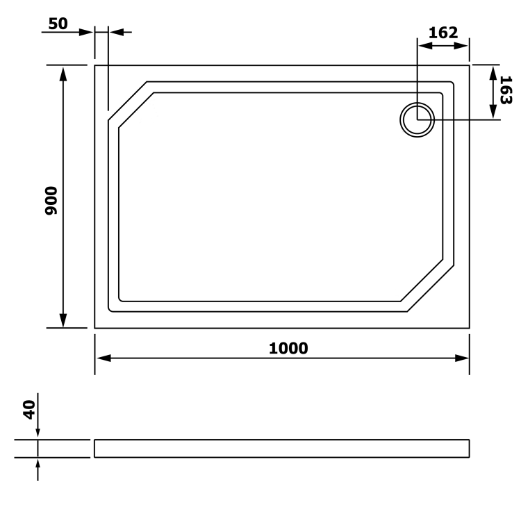 Obdélníková sprchová vanička z litého mramoru 100×90 cm – Gelco Sara HS10090