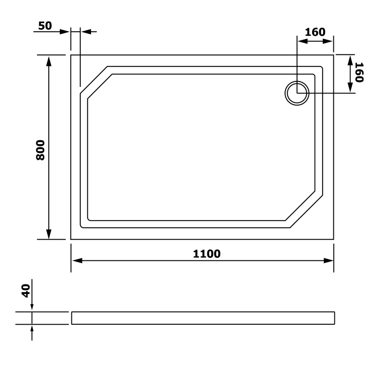 Obdélníková sprchová vanička z litého mramoru 110×80 cm – Gelco Sara HS11080