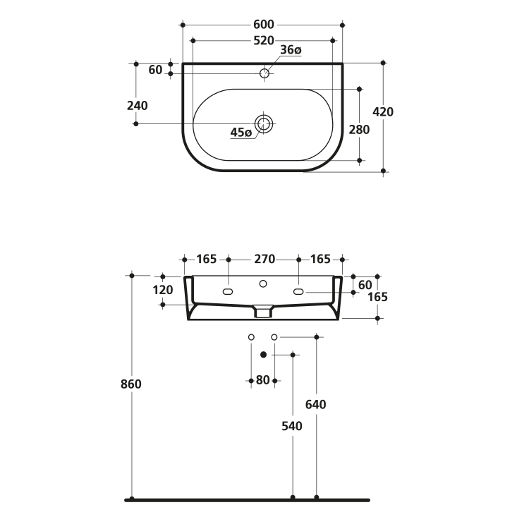 Umyvadlo 60 cm bílé – Kerasan Flo 314201