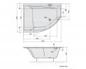 TANDEM L asymetrická vana 170x130x50cm, bílá