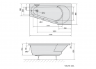 PROJEKTA R asymetrická vana 160x80x44cm, bílá