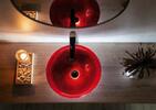 MURANO ROSSO IMPERO skleněné umyvadlo na desku, průměr 40cm, červená