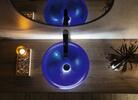 MURANO BLU skleněné umyvadlo na desku, průměr 40cm, modrá