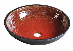 ATTILA keramické umyvadlo, průměr 43cm, tomatová červeň/petrolejová | Více - 