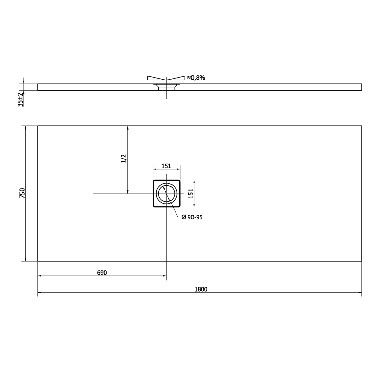 Obdélníková sprchová vanička z litého mramoru 180×75 cm bílá – Polysan Flexia 71532