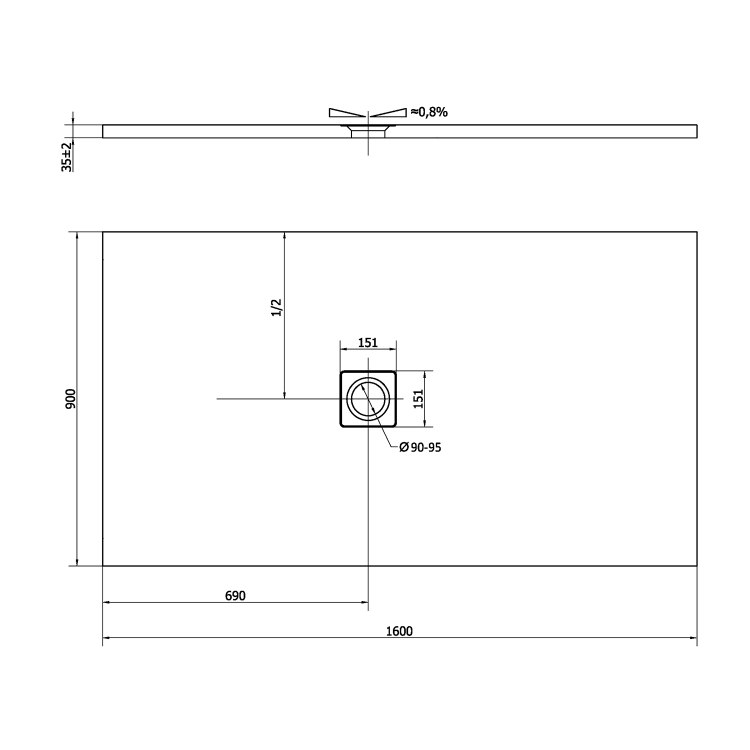 Obdélníková sprchová vanička z litého mramoru 160×90 cm bílá – Polysan Flexia 71539