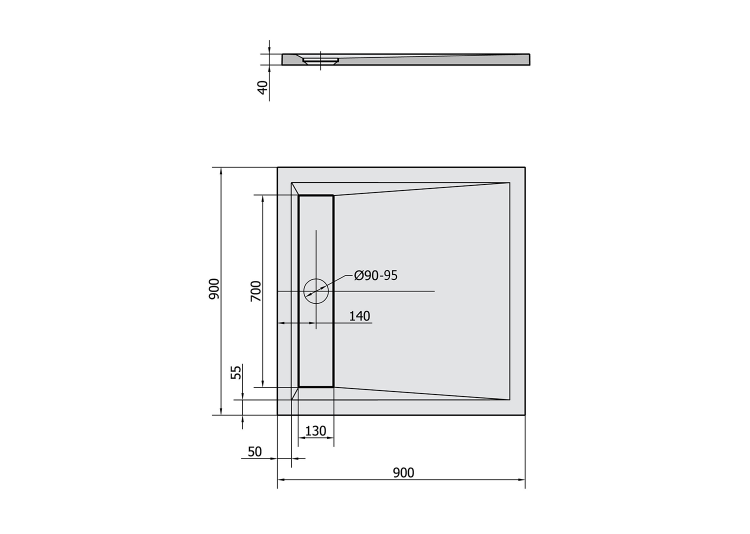 Čtvercová sprchová vanička z litého mramoru 90 cm – Polysan Arena 71601