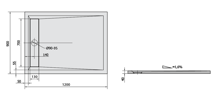 Obdélníková sprchová vanička z litého mramoru 120×90 cm – Polysan Varesa 71603