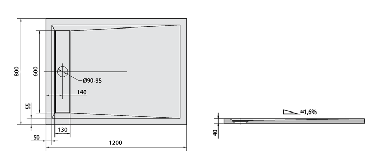 Obdélníková sprchová vanička z litého mramoru 120×80 cm – Polysan Varesa 71604