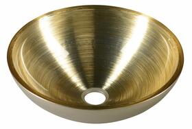 MURANO SOFT BROWN skleněné umyvadlo na desku, průměr 40cm, zlatá/stříbrná | Více -