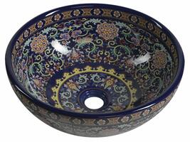 PRIORI keramické umyvadlo na desku, Ø 41 cm, fialová s ornamenty | Více - 