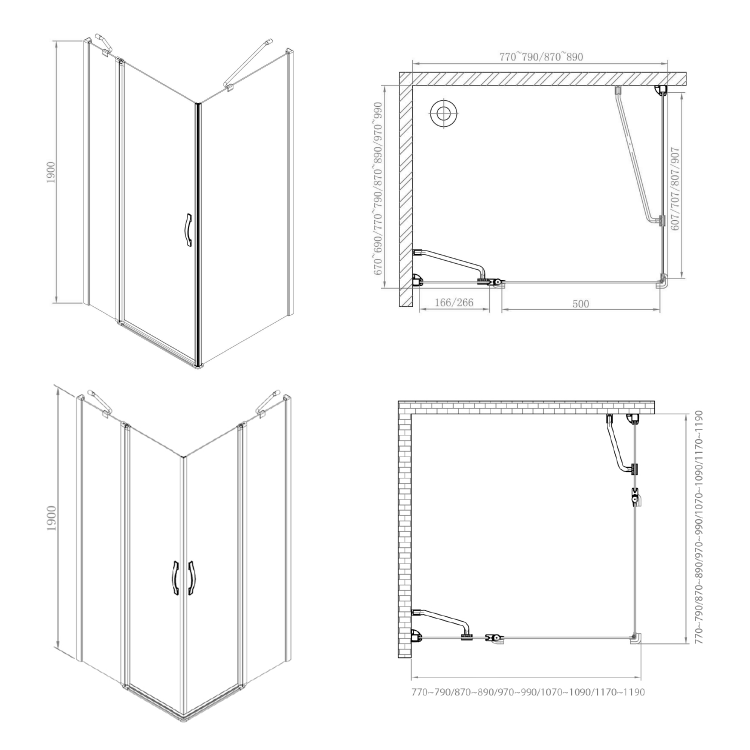 One obdélníkový sprchový kout 900x1000mm L/P varianta, rohový vstup