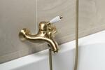 KIRKÉ WHITE nástěnná vanová baterie, bílá páčka, bronz