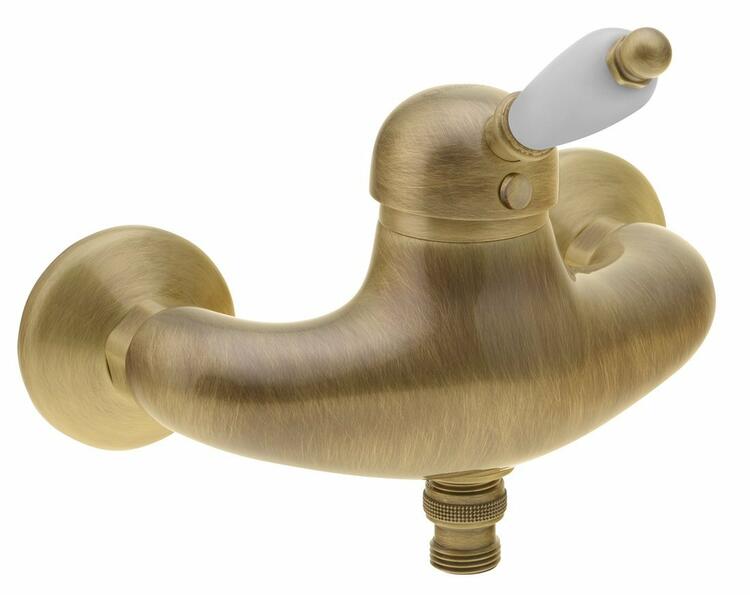 KIRKÉ WHITE nástěnná sprchová baterie, bílá páčka, bronz