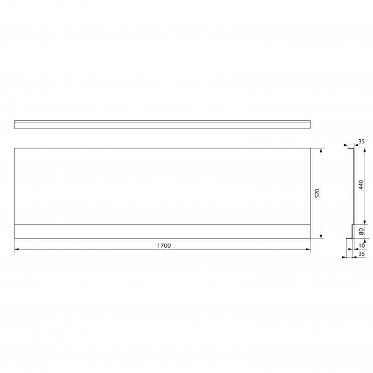 Čelní panel k vaně 170 cm bílá – Polysan Couvert Nika 72848