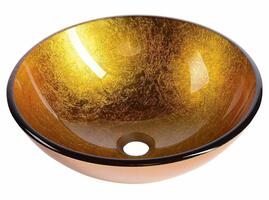 AGO skleněné umyvadlo na desku Ø 42cm, zlatá/oranžová | Více -