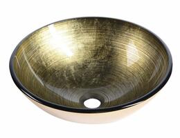 FIANNA skleněné umyvadlo na desku Ø 42cm, bronz/zlatá | Více - 