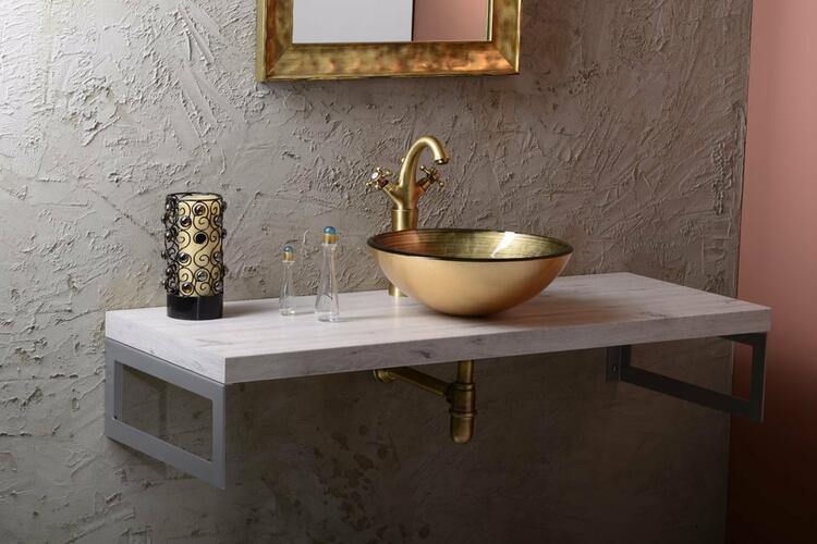 FIANNA skleněné umyvadlo na desku Ø 42cm, bronz/zlatá