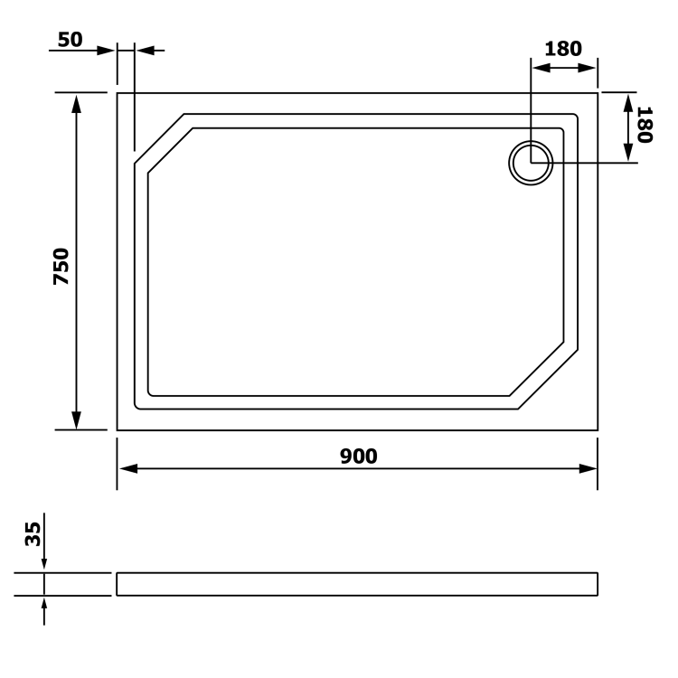 Obdélníková sprchová vanička z litého mramoru 90×75 cm – Gelco Sara HS9075