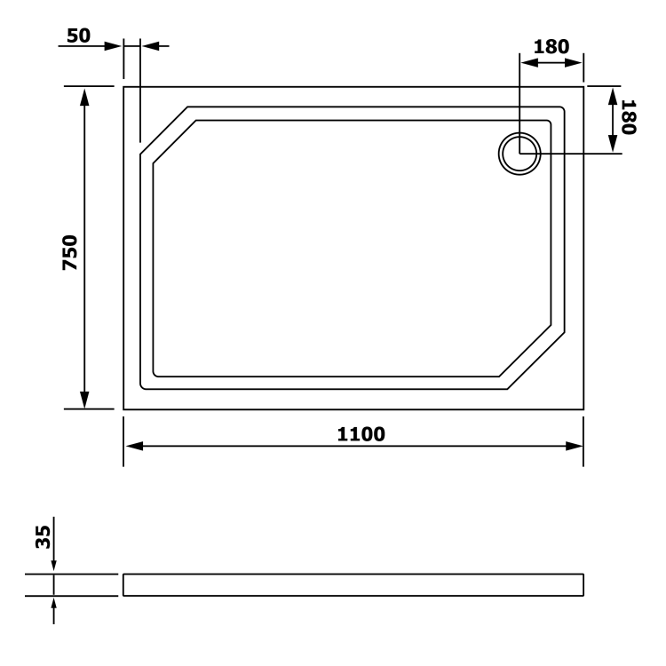 Obdélníková sprchová vanička z litého mramoru 110×75 cm – Gelco Sara HS11075