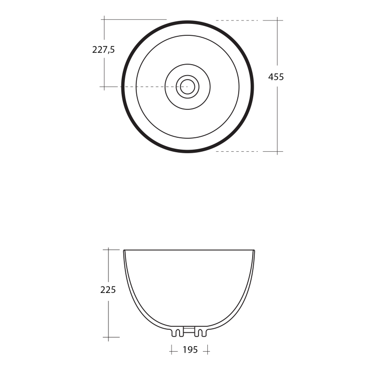 DOME keramické umyvadlo na desku vysoké, Ø 45,5cm, bílá