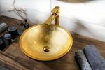 MURANO BLACK-GOLD skleněné umyvadlo na desku, průměr 40cm, černá/zlatá