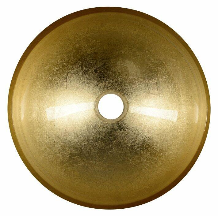 MURANO BLACK-GOLD skleněné umyvadlo na desku, průměr 40cm, zlatá/černá