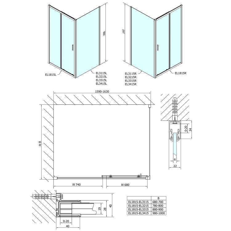 EASY obdélníkový sprchový kout 1600x900mm, čiré sklo L/P varianta