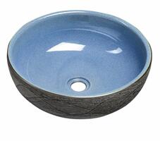 PRIORI keramické umyvadlo na desku, Ø 41 cm, modrá/šedá | Více - 