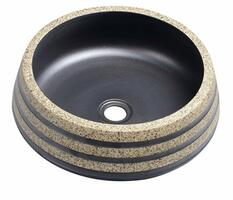 PRIORI keramické umyvadlo na desku, Ø 41cm, černá/kámen | Více - 