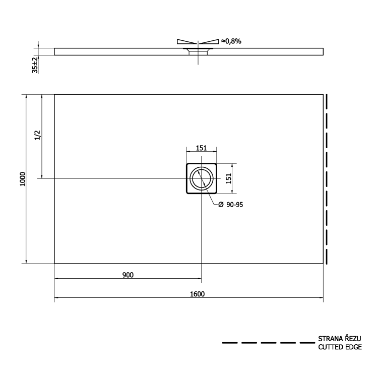 Obdélníková sprchová vanička z litého mramoru 160×100 cm bílá – Polysan Flexia 72920