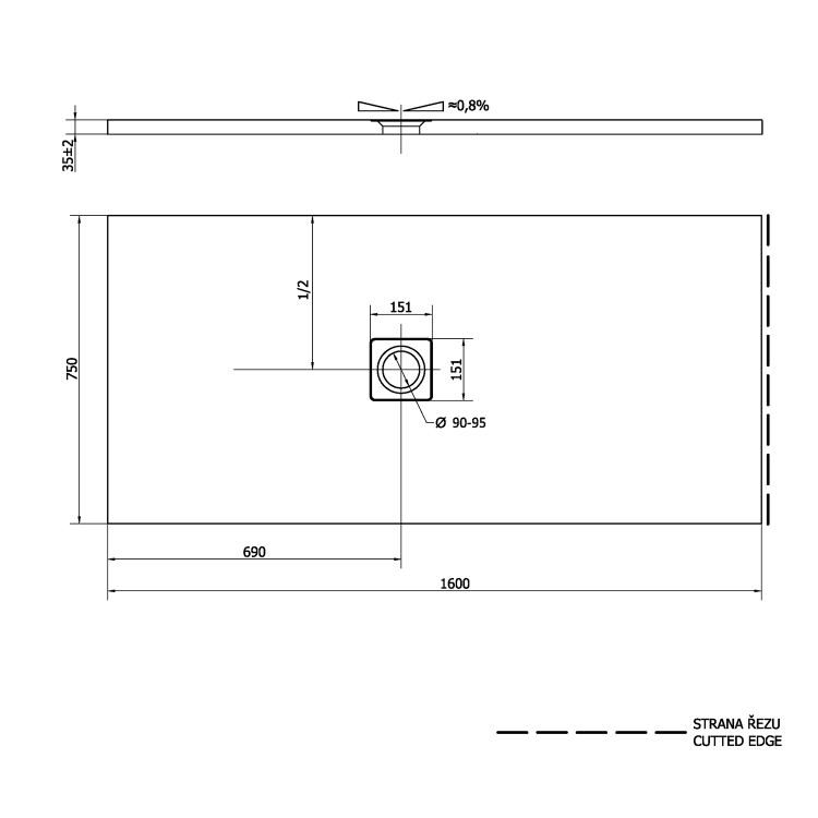 Obdélníková sprchová vanička z litého mramoru 160×75 cm bílá – Polysan Flexia 72921