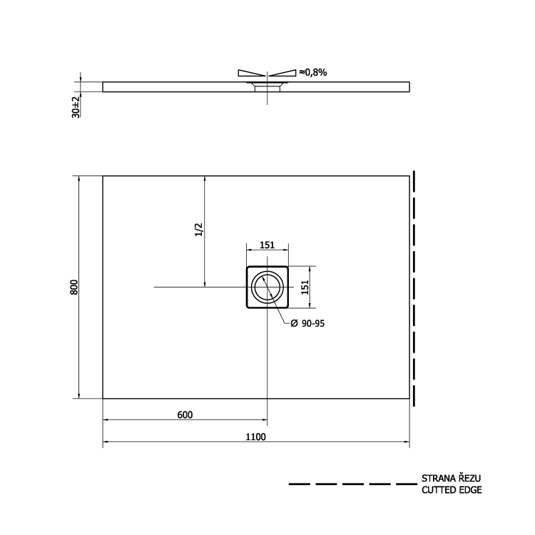 Obdélníková sprchová vanička z litého mramoru 110×80 cm bílá – Polysan Flexia 72924