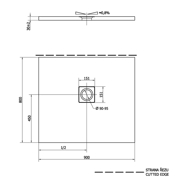 Obdélníková sprchová vanička z litého mramoru 90×80 cm bílá – Polysan Flexia 72927
