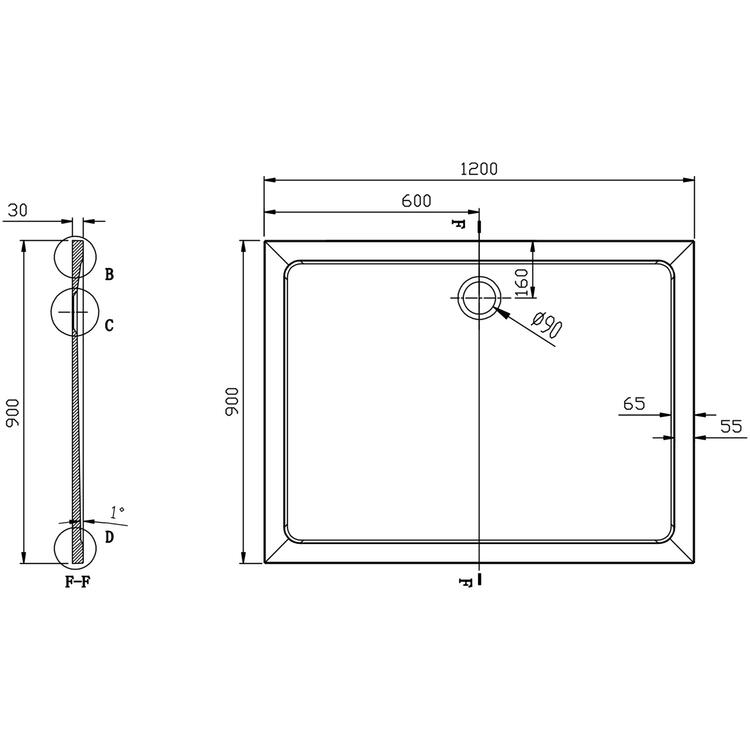 Obdélníková sprchová vanička z litého mramoru 120×90 cm – Aqualine Tecmi PQ12090