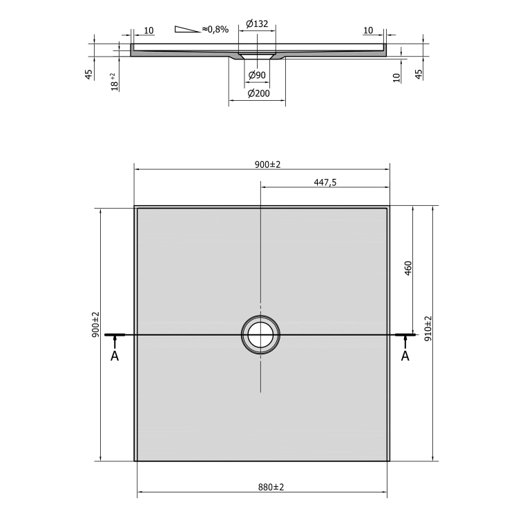 Čtvercová sprchová vanička z litého mramoru do niky 90 cm – Polysan Mirai 73185
