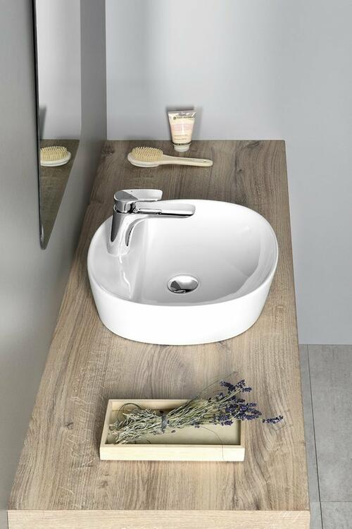 LUGANO keramické umyvadlo na desku, Ø 40cm, bílá