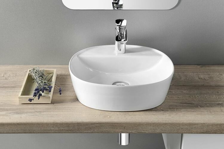 LUGANO keramické umyvadlo na desku, Ø 40cm, bílá