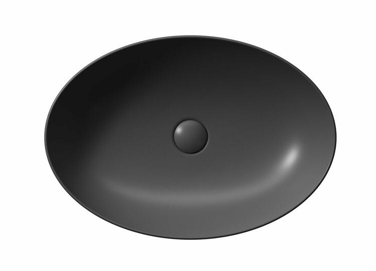 PURA keramické umyvadlo na desku 60x42cm, černá mat