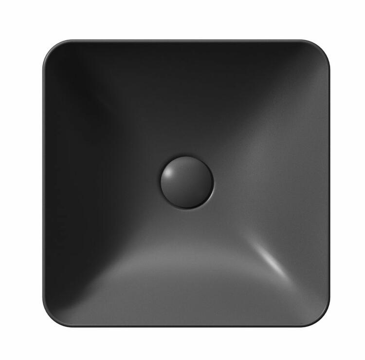 SAND/NUBES keramické umyvadlo na desku 38x38cm, černá mat