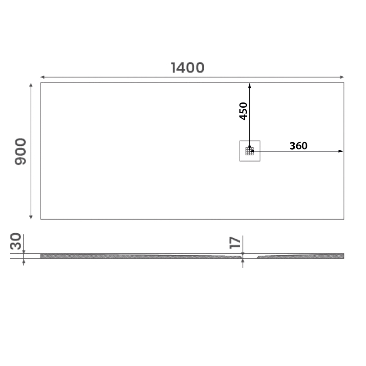Obdélníková sprchová vanička z litého mramoru 140×90 cm šedá – Gelco Mitia PMS14090
