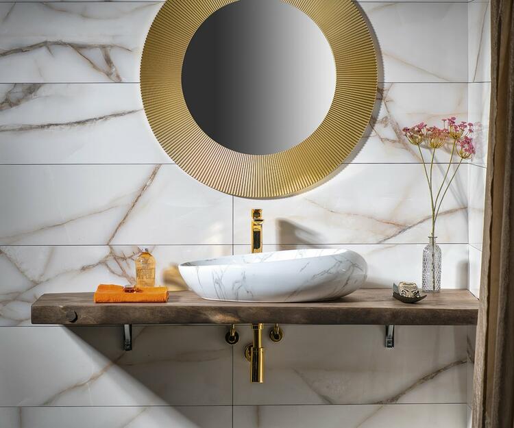 DALMA keramické umyvadlo na desku, 68x44cm, carrara