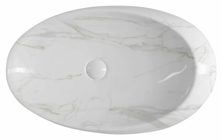 DALMA keramické umyvadlo na desku, 68x44cm, carrara