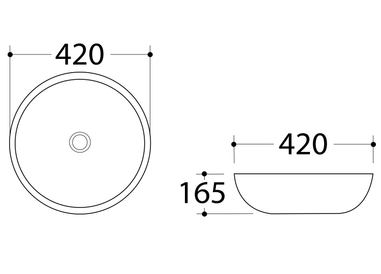 DALMA keramické umyvadlo na desku, Ø 42cm, grigio